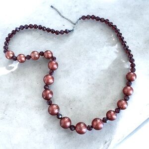Elegant Ruby/Copper Beaded Necklace